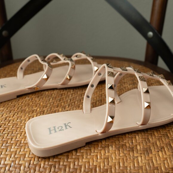 Nude Beige Studded Jelly Sandals - Size 6 - Picture 10 of 10